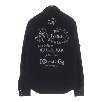 Dolce & Gabbana Back Print Button Up Denim Shirt Black — view 2