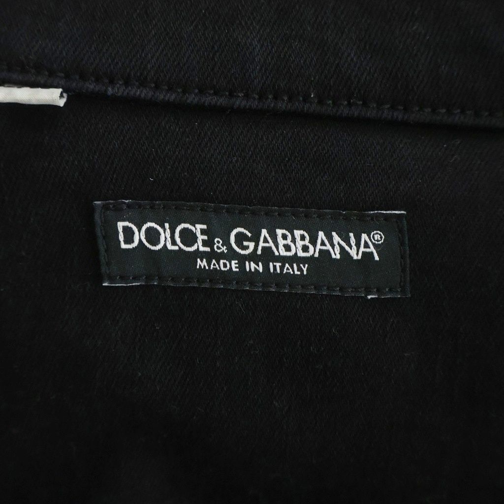 Dolce & Gabbana Back Print Button Up Denim Shirt Black — view 6