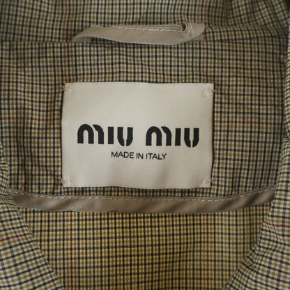 Miu Miu Plaid Front Logo Button Jacket Beige — view 6