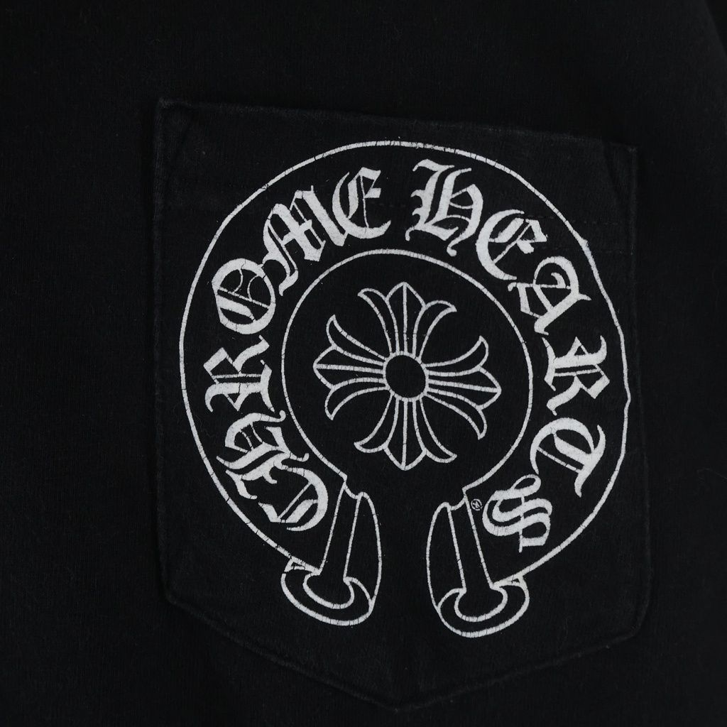 Chrome Hearts Scroll Label T-Shirt Print Crew Neck Pocket Short Sleeve Black — view 4
