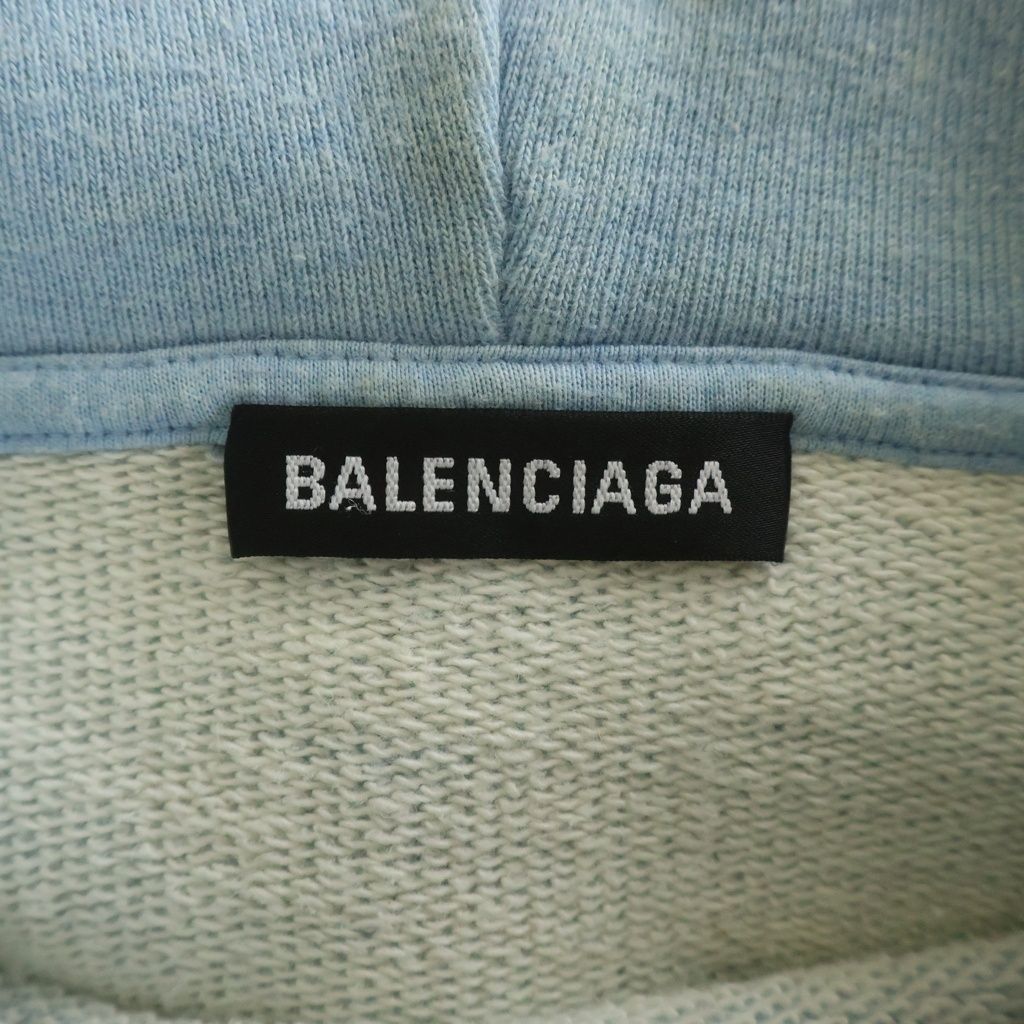 Balenciaga BB Logo Print Pullover Hoodie Blue — view 6