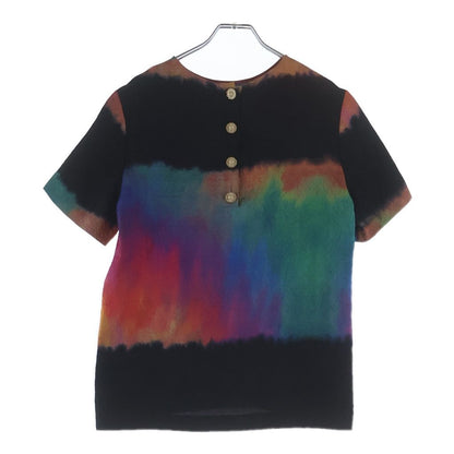 Chanel Top Short Sleeve Black Red Green Blue Silk 34 — view 2