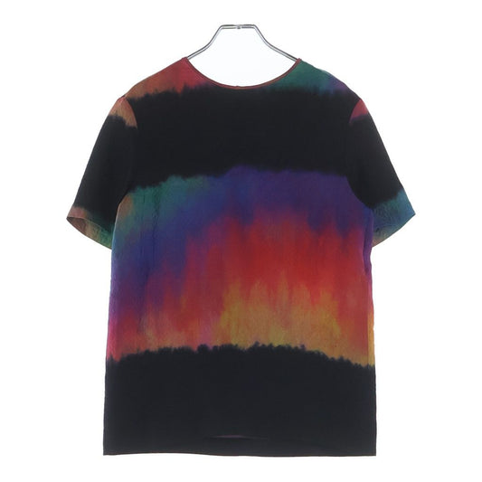 Chanel Top Short Sleeve Black Red Green Blue Silk 34