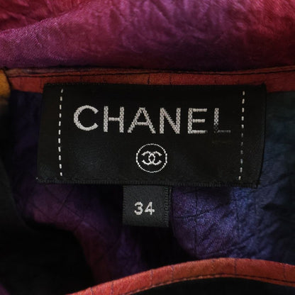 Chanel Top Short Sleeve Black Red Green Blue Silk 34 — view 6