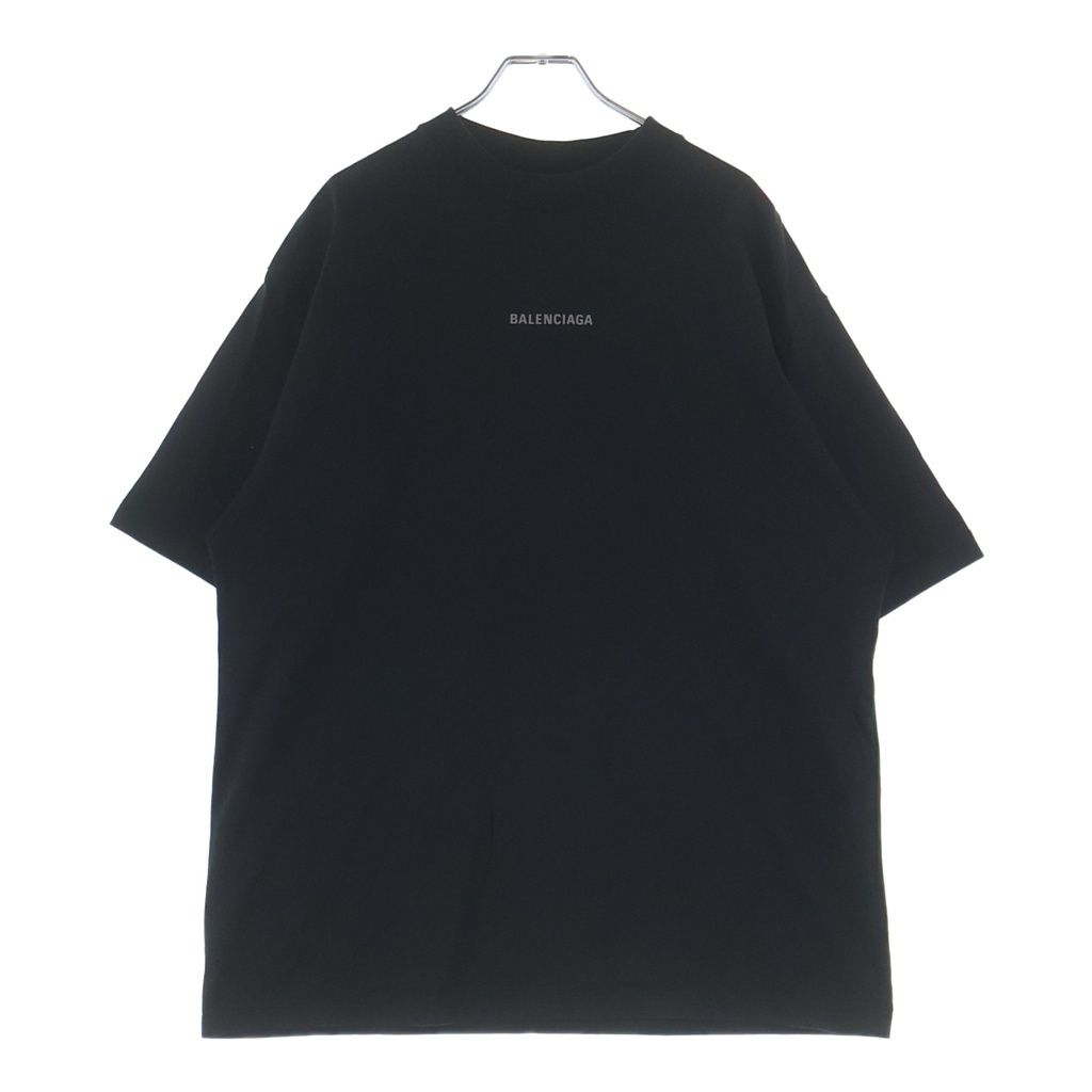 Balenciaga Medium Fit Tee Double Sided Logo Print Crew Neck Short Sleeve