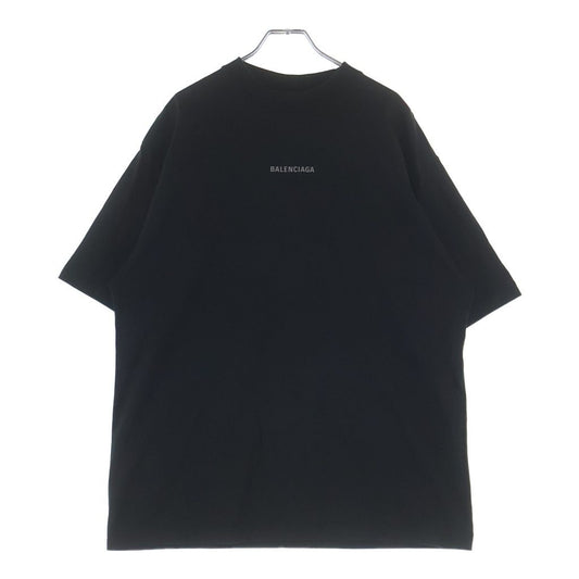 Balenciaga Medium Fit Tee Double Sided Logo Print Crew Neck Short Sleeve