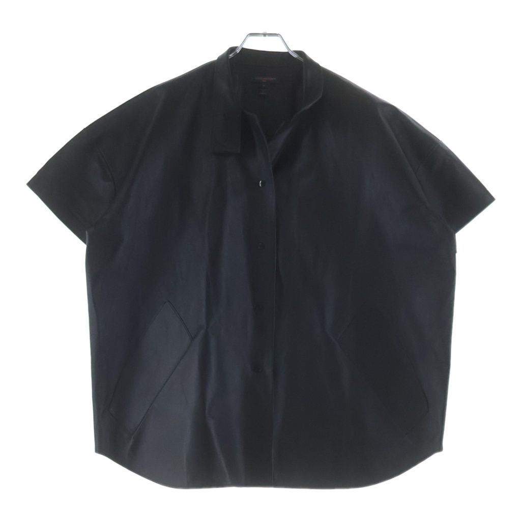 Louis Vuitton Front Button Leather Short Sleeve Shirt Black WB