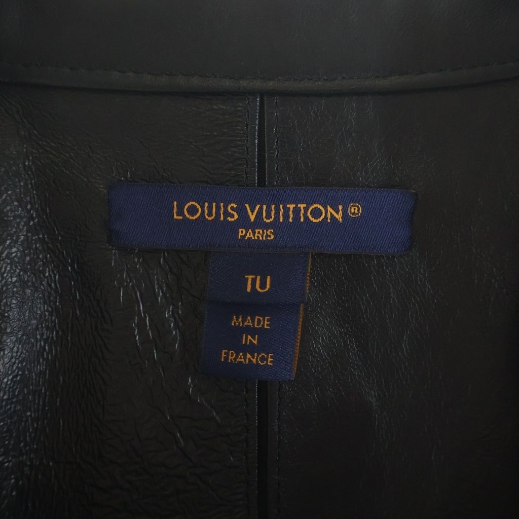 Louis Vuitton Front Button Leather Short Sleeve Shirt Black WB — view 6