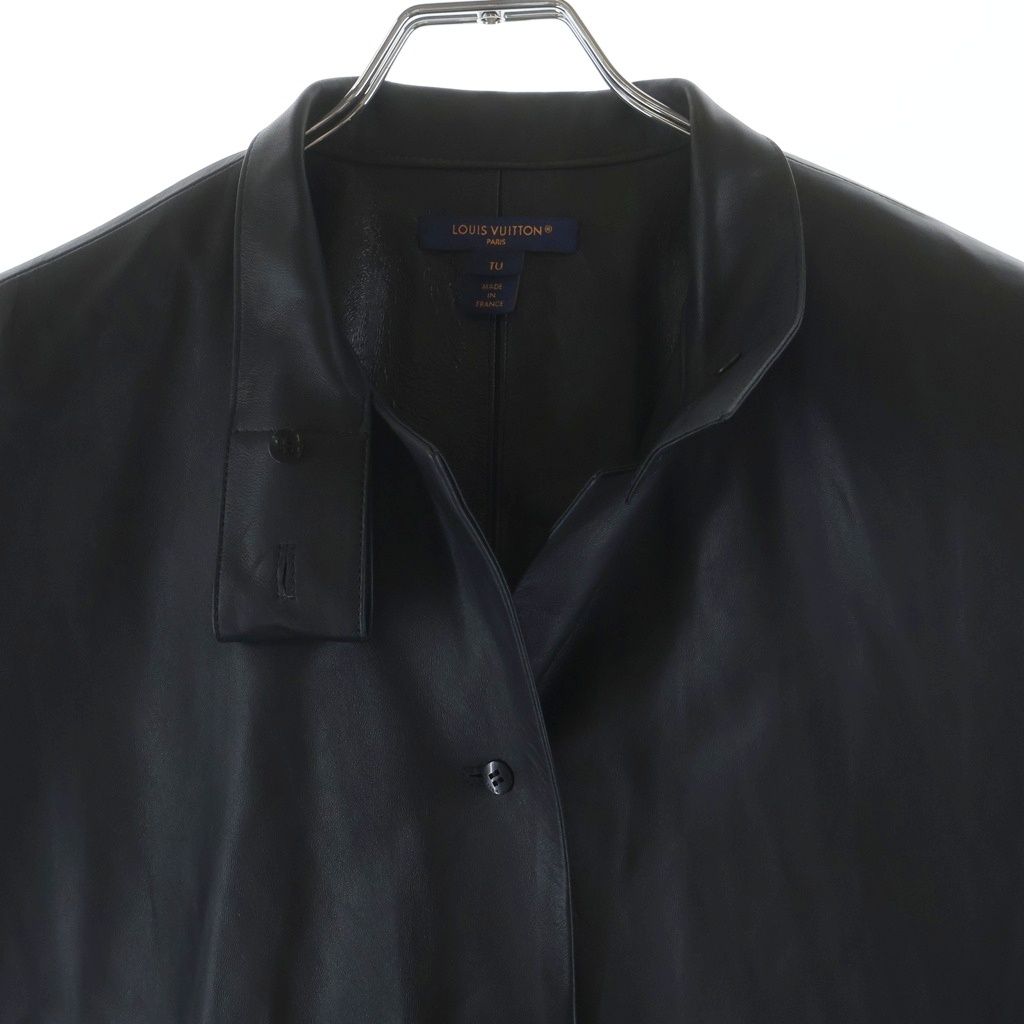 Louis Vuitton Front Button Leather Short Sleeve Shirt Black WB — view 3