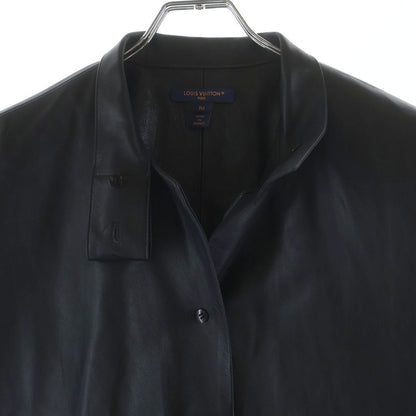 Louis Vuitton Front Button Leather Short Sleeve Shirt Black WB — view 3