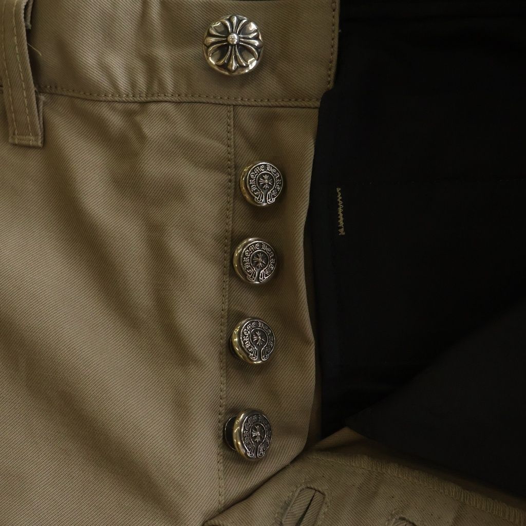 Chrome Hearts Chinos Leather Switch Button Fly Chinowork Pants Beige — view 5