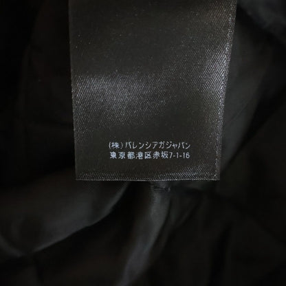 Balenciaga Front Logo Embroidery Zip Up Cow Leather Jacket Blue — view 8