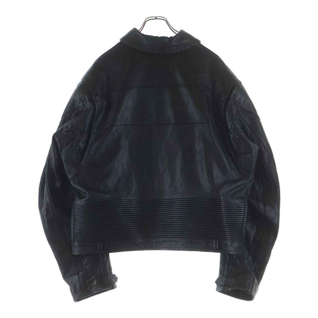 Balenciaga Front Logo Embroidery Zip Up Cow Leather Jacket Blue — view 2