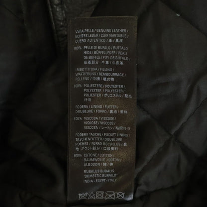 Balenciaga Front Logo Embroidery Zip Up Cow Leather Jacket Blue — view 7