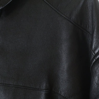 Balenciaga Front Logo Embroidery Zip Up Cow Leather Jacket Blue — view 4