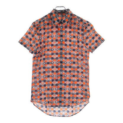 Louis Vuitton All Over Pattern Cotton Short Sleeve Shirt Orange Gray