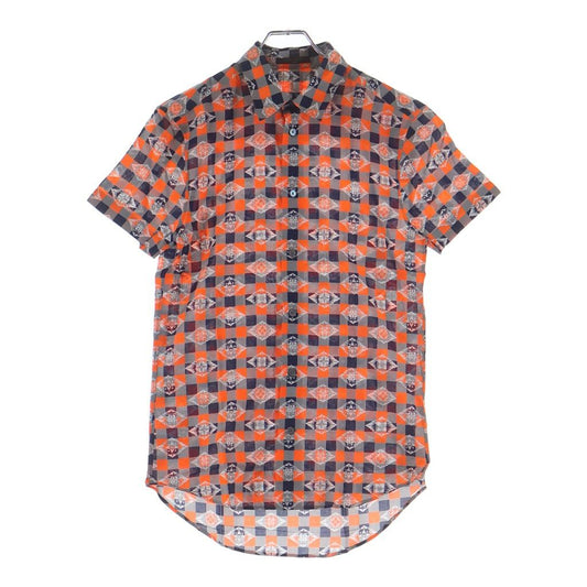 Louis Vuitton All Over Pattern Cotton Short Sleeve Shirt Orange Gray