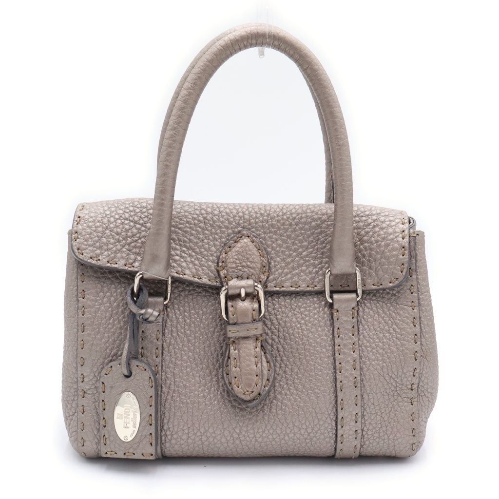 Fendi Selleria Minilinda Handbag Gray Ju Silver Leather