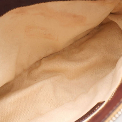 Prada Shoulder Bag Brown Ivory Leather Canvas Silver — view 5