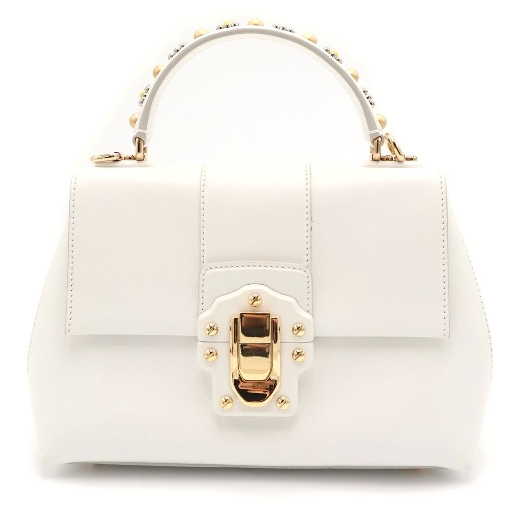 Dolce & Gabbana Lucia 2-Way Shoulder Bag White Leather Gold