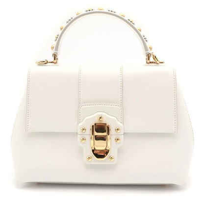 Dolce & Gabbana Lucia 2-Way Shoulder Bag White Leather Gold
