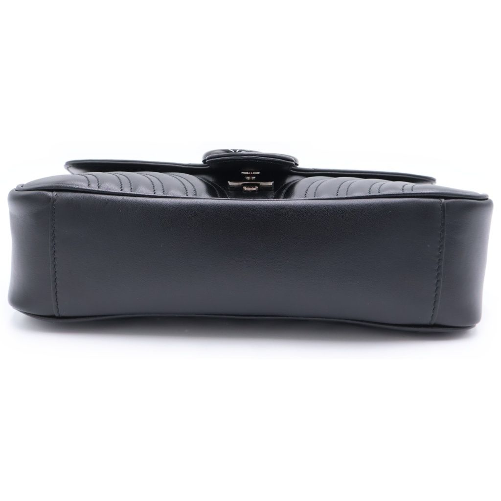 Gucci GG Marmont Che Shoulder Bag Black Leather — view 4