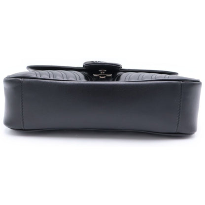 Gucci GG Marmont Che Shoulder Bag Black Leather — view 4