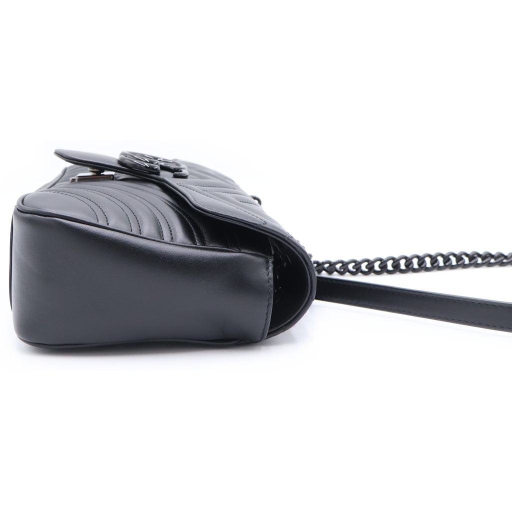 Gucci GG Marmont Che Shoulder Bag Black Leather — view 3