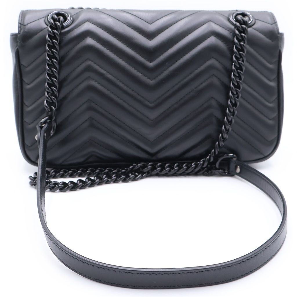 Gucci GG Marmont Che Shoulder Bag Black Leather — view 2