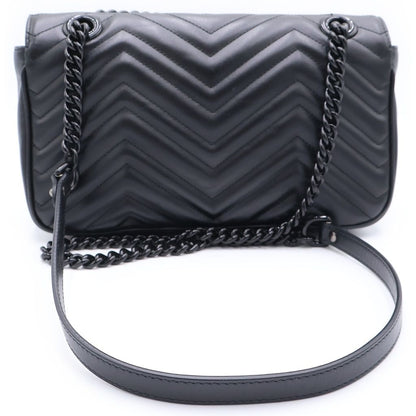 Gucci GG Marmont Che Shoulder Bag Black Leather — view 2