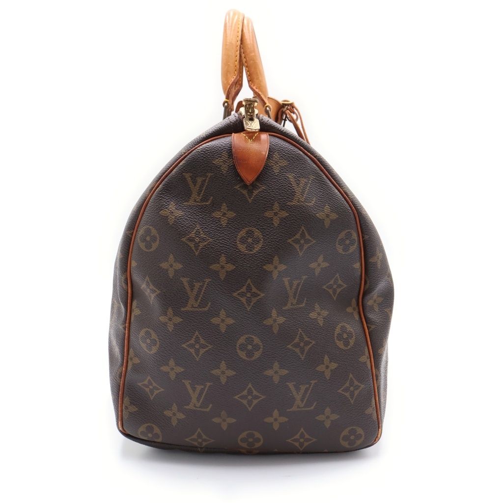 Louis Vuitton Keepall 45 Monogram Boston Bag Brown Leather Gold — view 3
