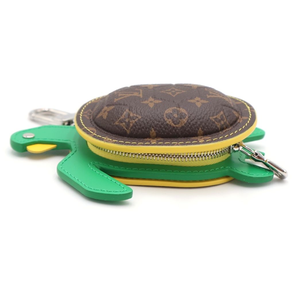 Louis Vuitton Monogram Turtle Charm Pouch Case Brown Green Silver — view 4