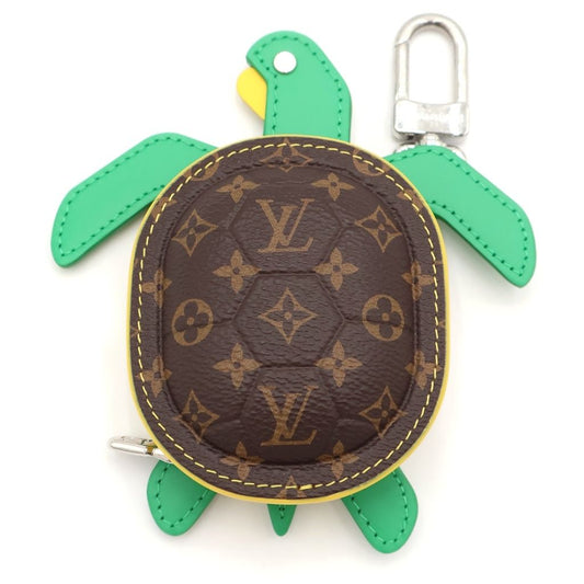 Louis Vuitton Monogram Turtle Charm Pouch Case Brown Green Silver
