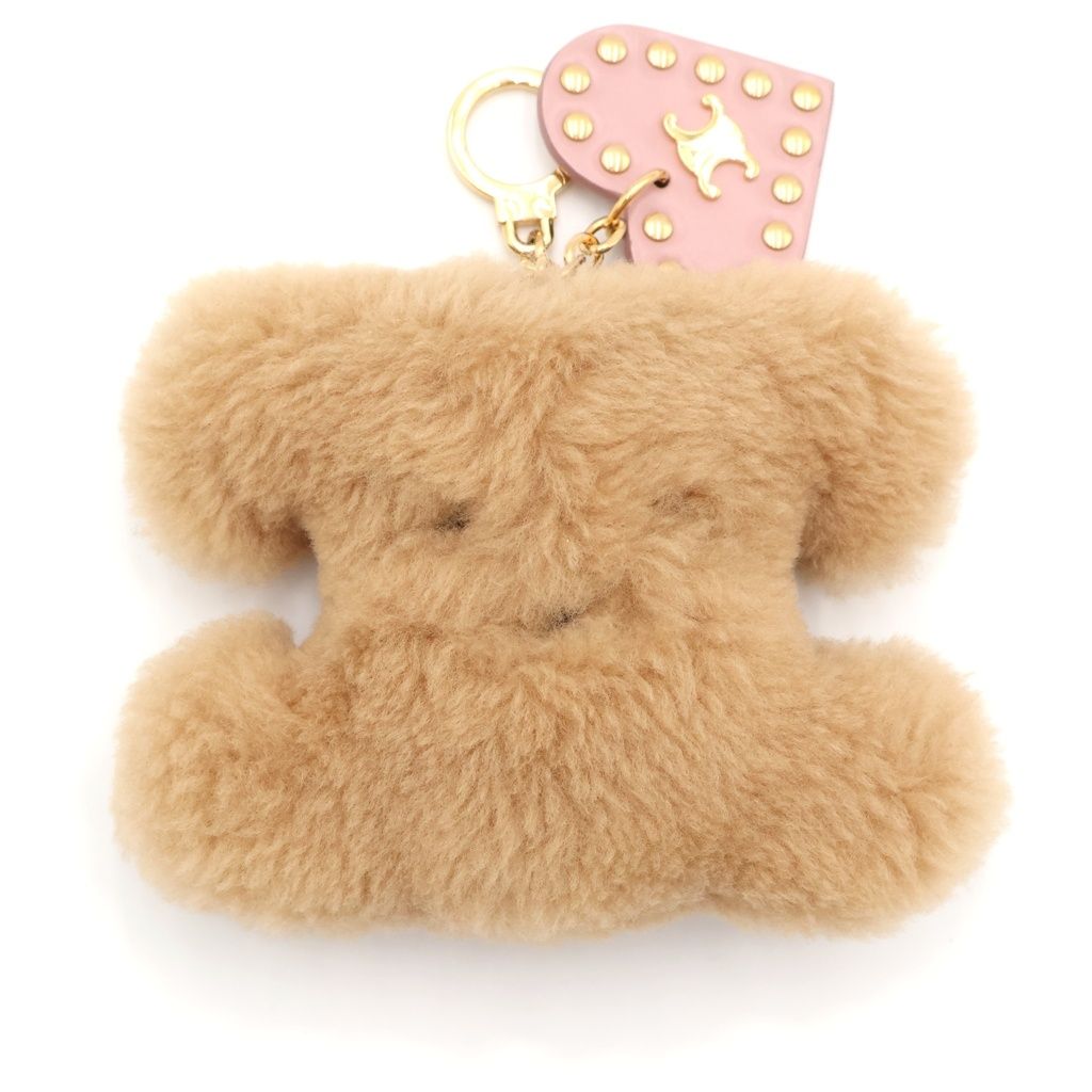 Celine Triomphe Bonbon Charm Bag Key Holder Key Ring Brown Beige Gold