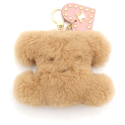 Celine Triomphe Bonbon Charm Bag Key Holder Key Ring Brown Beige Gold
