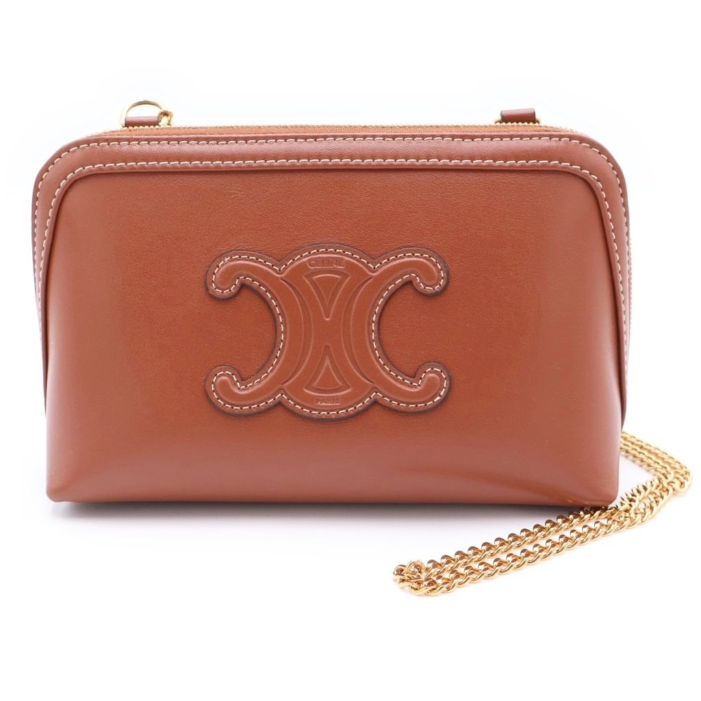 Celine Cuill Triangle Off Chain Clutch Back Mini Shoulder Bag Pochette Pouch