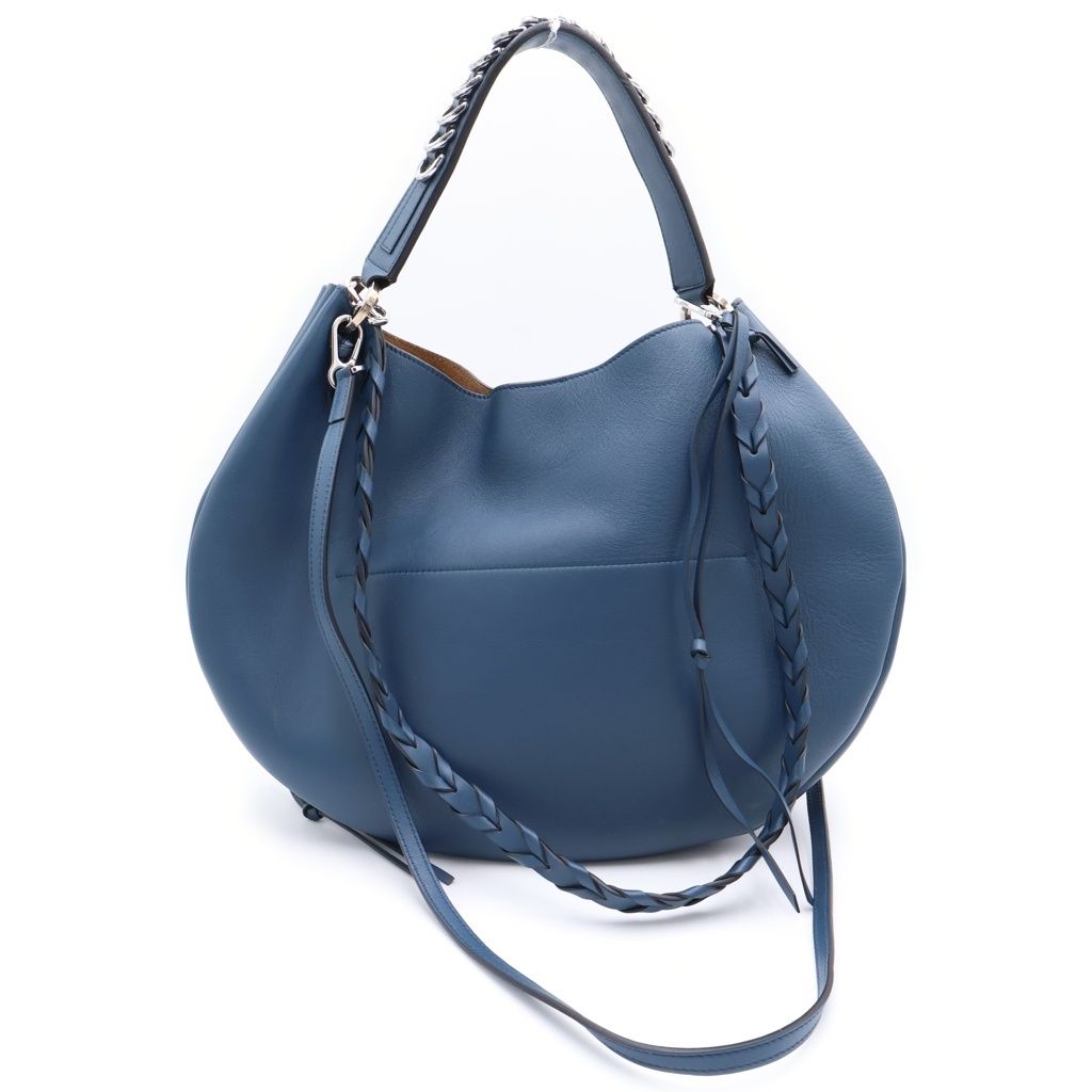 Loewe Fortune Hobo 2-Way Tote Shoulder Bag Blue Leather Silver — view 2