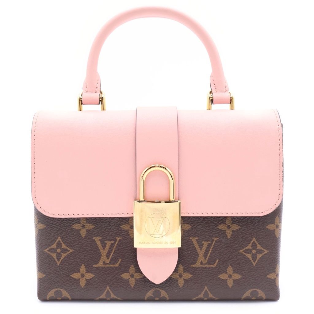 Louis Vuitton Monogram Locky BB Rose Poodle 2-Way Shoulder Bag Brown Pink