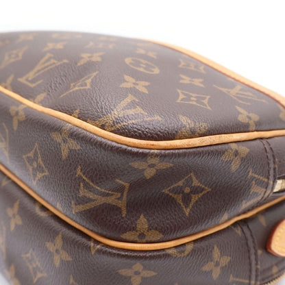 Louis Vuitton Monogram Reporter PM Shoulder Bag Brown Leather Gold — view 6