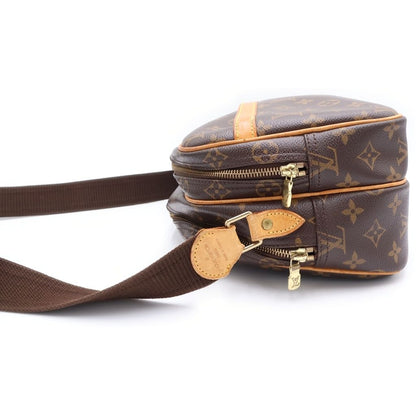 Louis Vuitton Monogram Reporter PM Shoulder Bag Brown Leather Gold — view 3