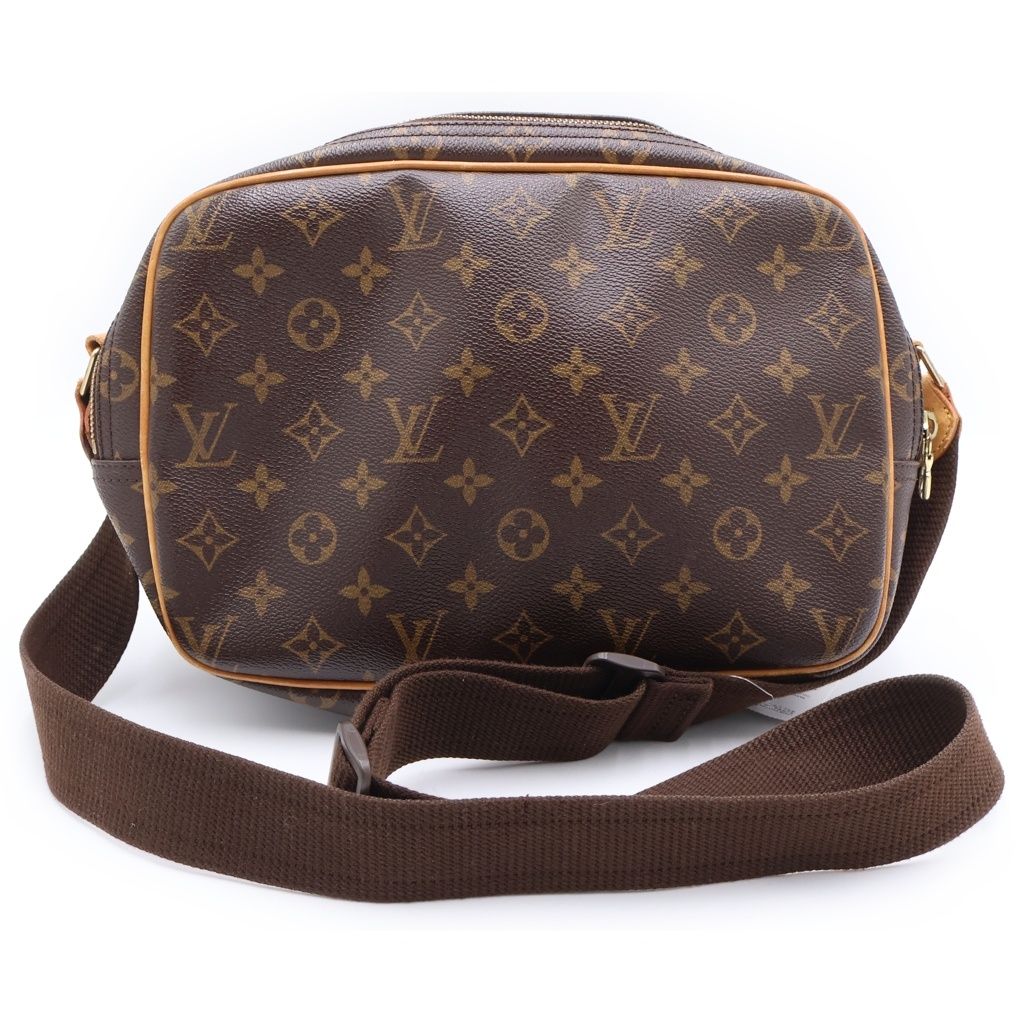 Louis Vuitton Monogram Reporter PM Shoulder Bag Brown Leather Gold — view 2