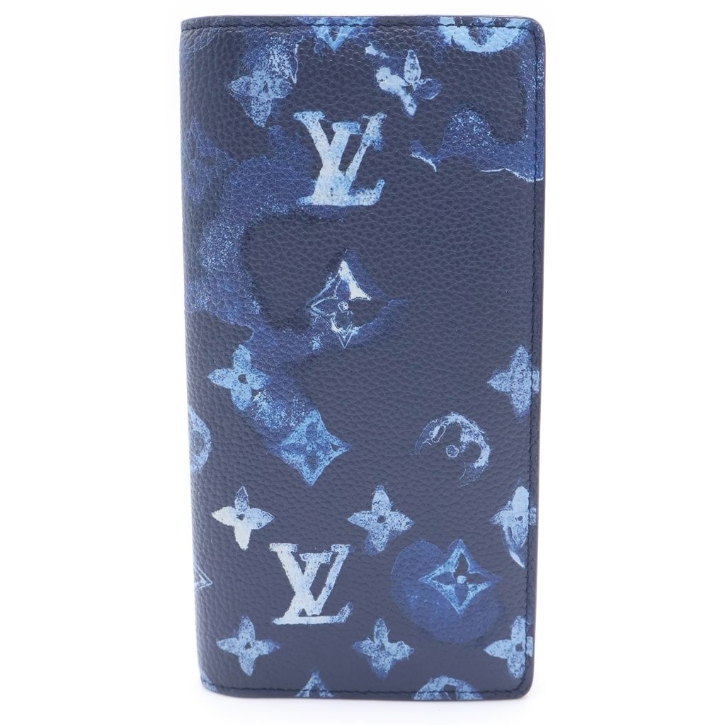 Louis Vuitton Portefeuille Brazza Monogram Leather Water Color Blue Wallet