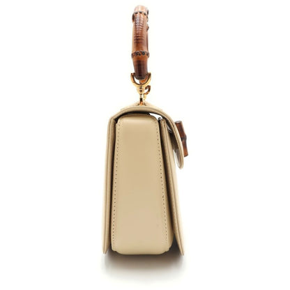 Gucci Bamboo 2-Way Shoulder Bag Beige Leather 000 46 Gold — view 3