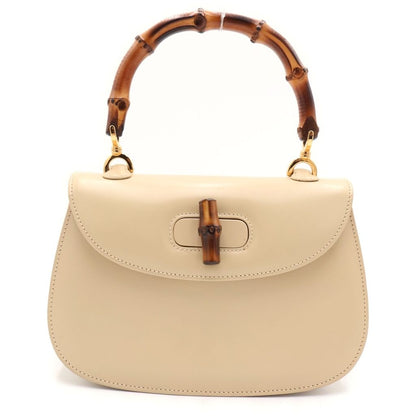 Gucci Bamboo 2-Way Shoulder Bag Beige Leather 000 46 Gold