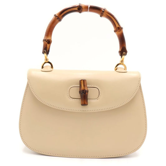 Gucci Bamboo 2-Way Shoulder Bag Beige Leather 000 46 Gold