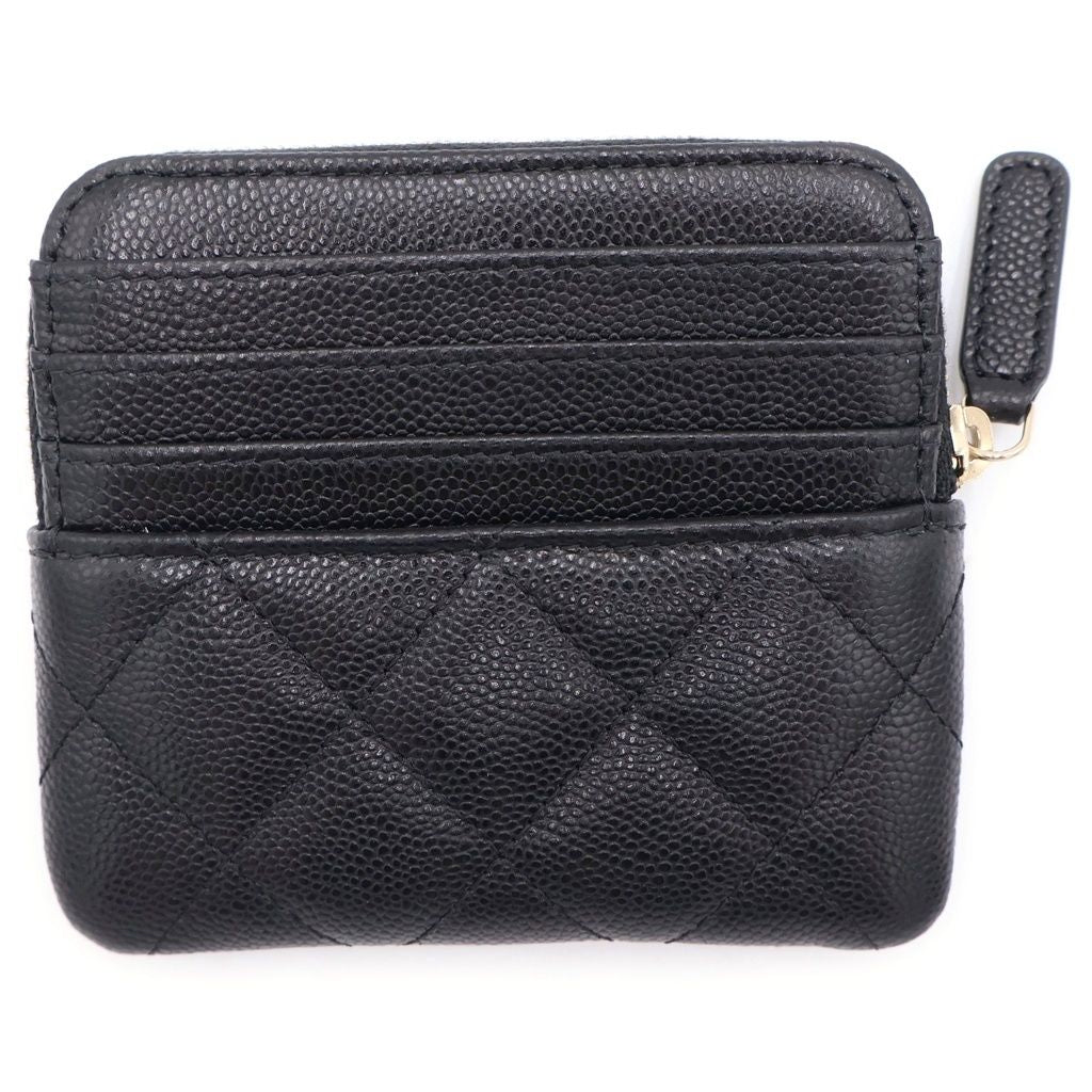 Chanel Quilted Classic Zip Coin Purse Black Caviar Leather Gold — view 2