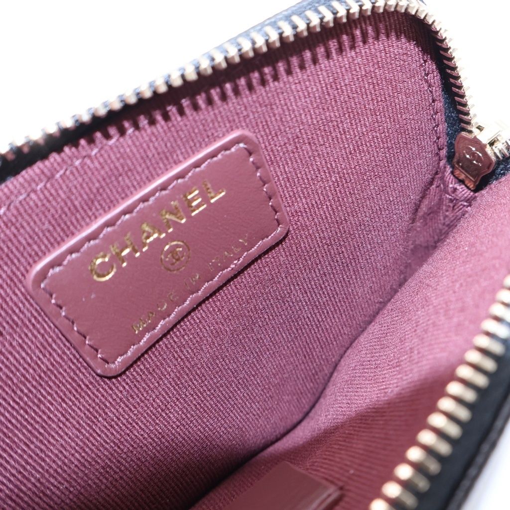 Chanel Quilted Classic Zip Coin Purse Black Caviar Leather Gold — view 5