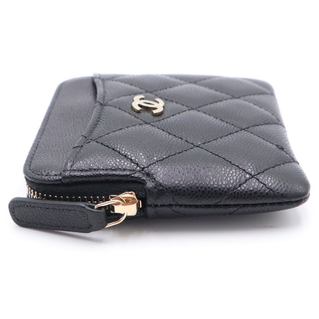 Chanel Quilted Classic Zip Coin Purse Black Caviar Leather Gold — view 3