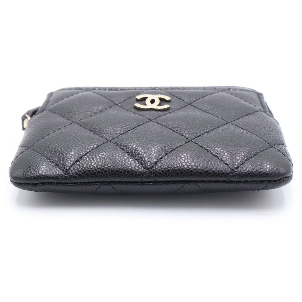 Chanel Quilted Classic Zip Coin Purse Black Caviar Leather Gold — view 4