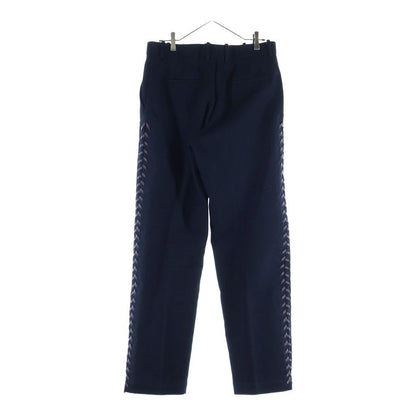 Bottega Veneta Cotton Canvas Lace Up Pants High Waist Side Trousers Navy — view 2